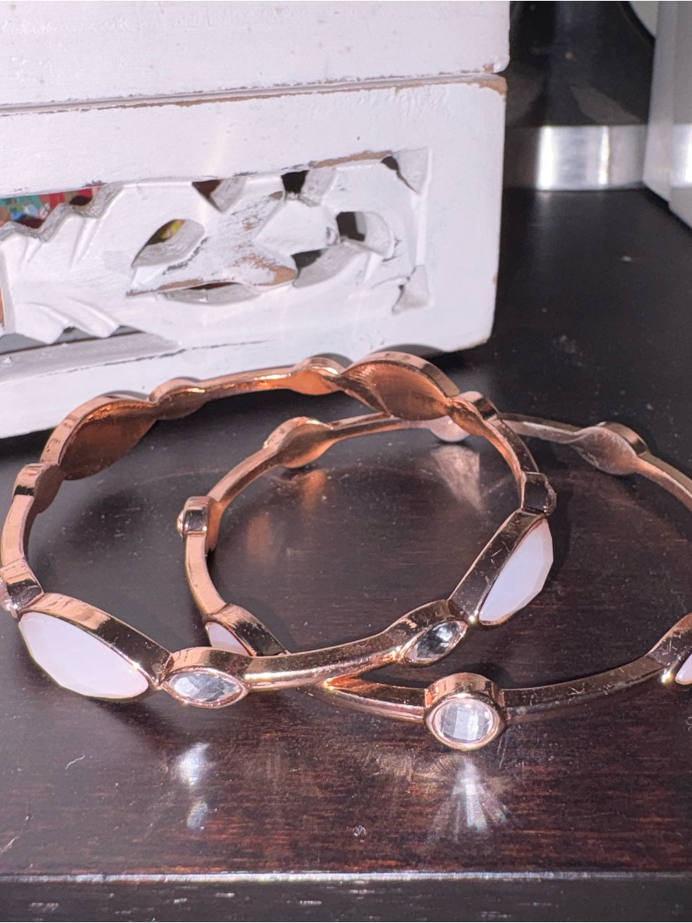 6 Rose Gold Stackable Bangle Bracelets - Picture 2 of 12